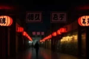 旷野尽头孤零零亮着的一盏路灯夜景