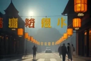 深夜列车车厢内乘客侧脸与窗外流动灯影的剧照
