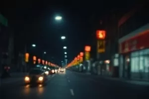 废弃数据机房墙面上爬满发光苔藓的科幻场景